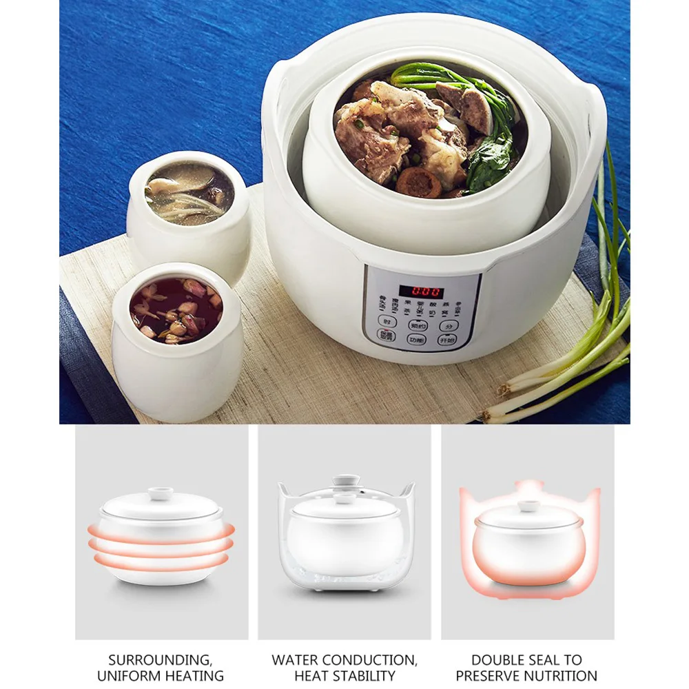 Household Multi Cooker Electric Stew Pot White Porcelain Water-proof Bird's Nest Stew Pot Cooking Machine