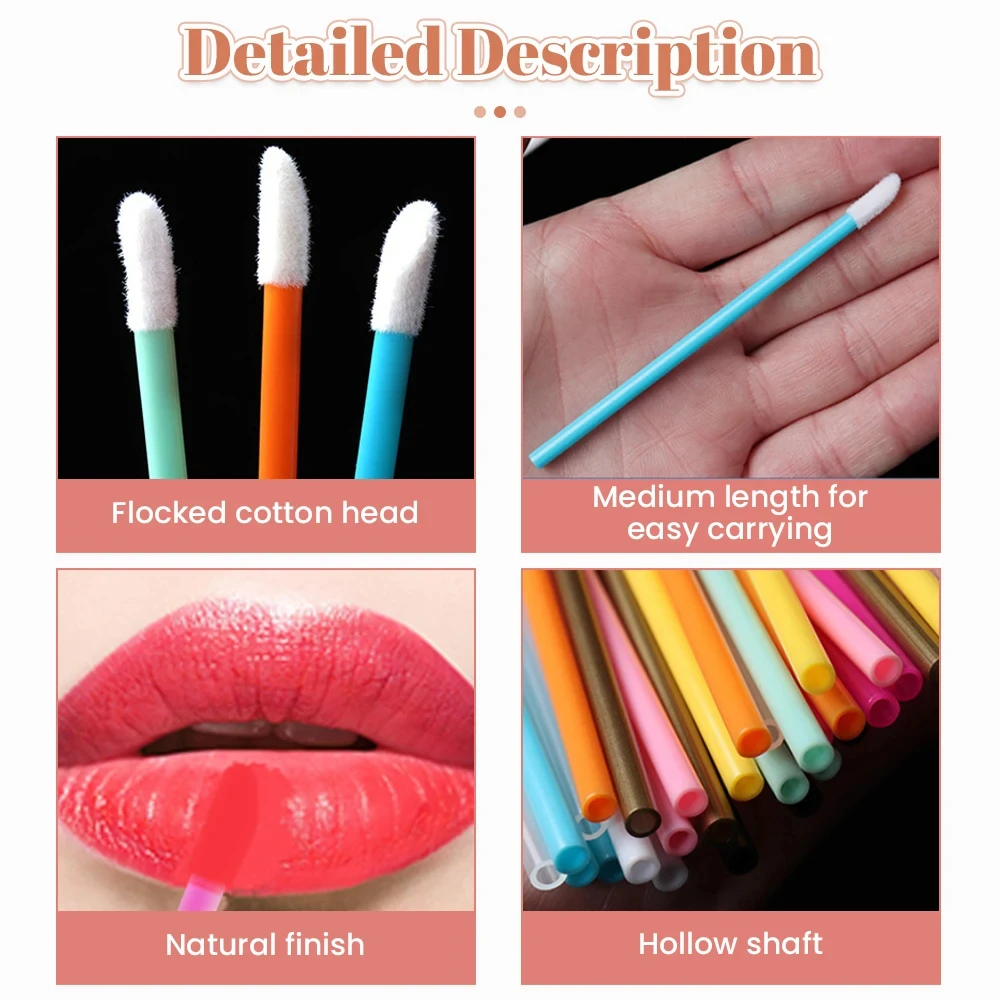 Descartável Lip Brush Set, maquiagem de cílios, Lash Extension, aplicador rímel, batom Wands, cosméticos Maquiagem Ferramentas, 50pcs