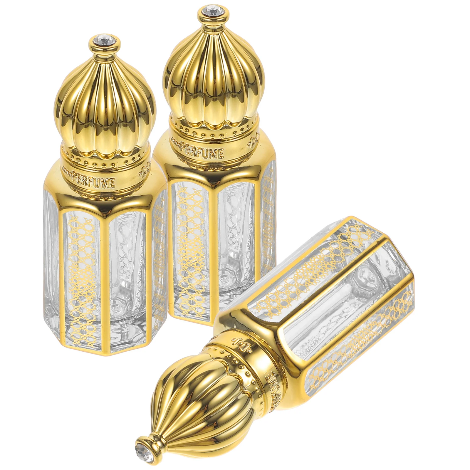 

3Pcs 3Ml Glass Perfume Roller Bottles Middle East Roll On Bottles Essential Oil Bottles Vintage Empty Sample Vials Containers