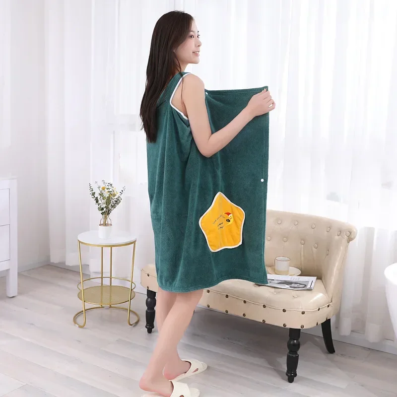 Wearable Microfiber Bathrobe Woman Shower Female Soft Bath Towel for Adults for Home Textiles Bath and Sauna Towels Bathroom
