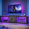 TV Stand for 75/85/86 inch TVs, LED Gaming Entertainment Center for PS5 with Storage Cabinet &Adjustable Glass Shelves 1