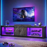 TV Stand for 75/85/86 inch TVs, LED Gaming Entertainment Center for PS5 with Storage Cabinet &Adjustable Glass Shelves 1