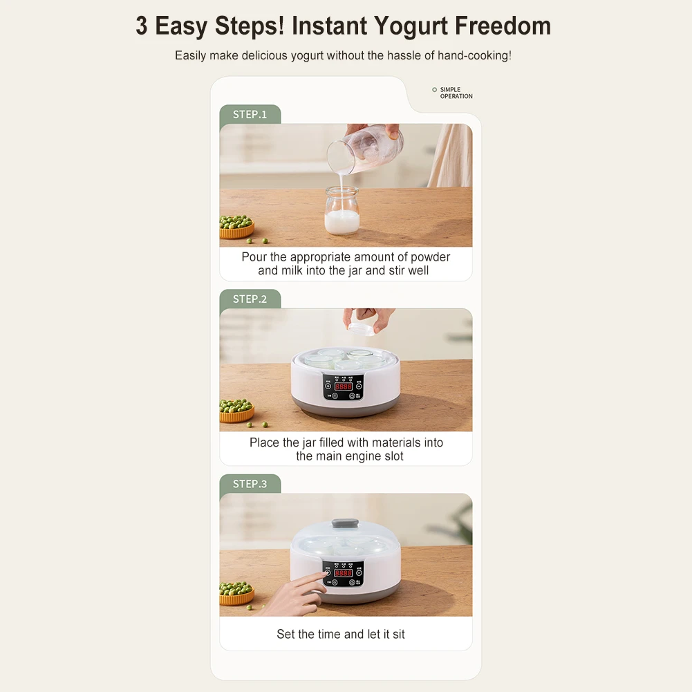1.2L Automatic Yogurt Maker Constant Temperature Household Natto Maker Electric Yogurt Machine for Baking Lovers Friend Gift