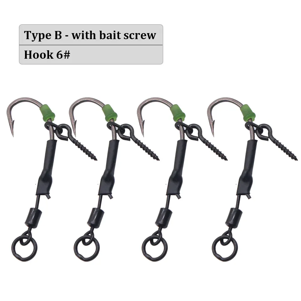 Fishing Hooks 3pcs/Pack Carp Fishing Hooks Ready Tied Ronnie Rigs Pre Made  Spinner Rig Barbed Barbed Hook Fishing Accessories (Color : C, Size : 6#)