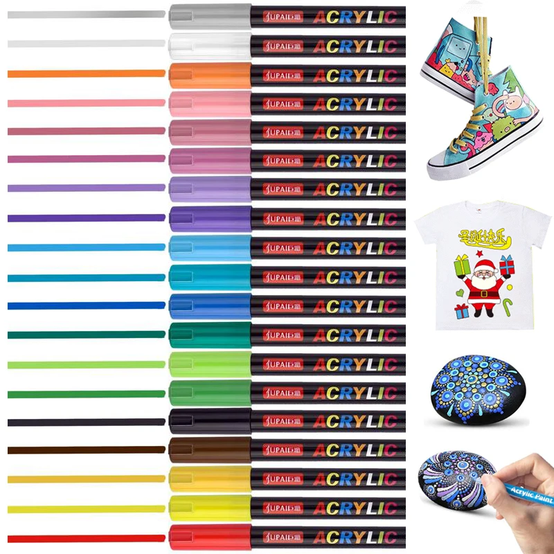 36 Colors Acrylic Paint Pens Brush Marker Pen for Rock Painting Stone Ceramic Glass Wood Canvas DIY Art Making Supplies
