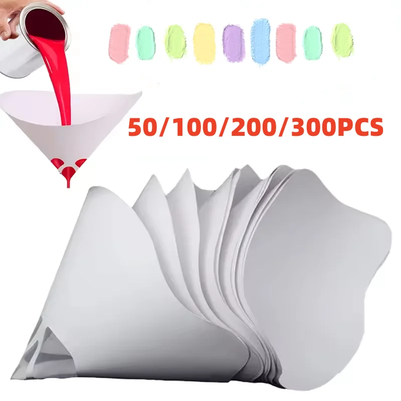 Disposable Car Paint Spray Mesh Paper Filter Purifying Straining Funnel Paint Conical Nylon Micron Paper 50/100/200/300Pcs