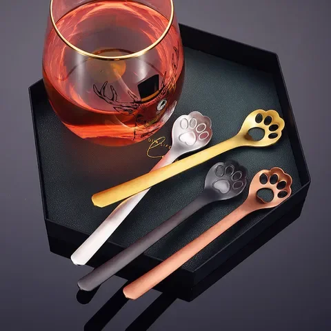 

4PCS Stainless Steel Funny Cat Paw Teaspoon Tableware Set Christmas Gift
