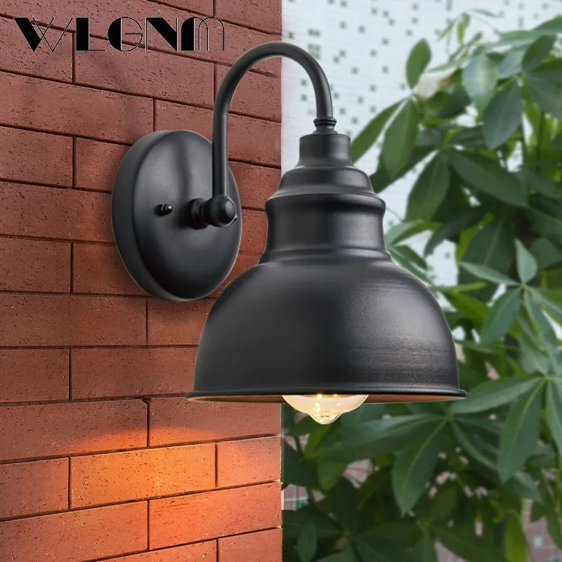 american minimalist outdoor wall lamp retro balcony terrace entrance wall lamp courtyard exterior wall waterproof outdoor Waterproof Retro Outdoor Garden Porch Wall Lighting Light for Porch Aisel Stair Courtyard Balcony Villa Vintage Iron Sconce Lamp