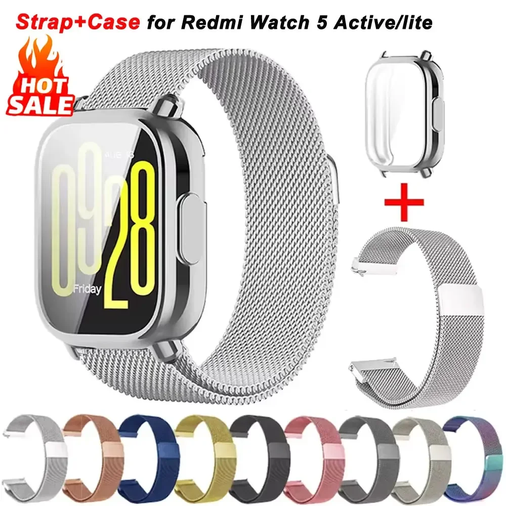 Milanese Mesh Strap with Case and Screen Protector - Premium Watchband Bracelet Accessories