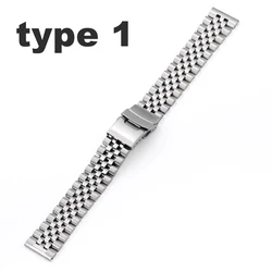 Solid Stainless Steel Jubilee Bracelet with Curved End - 22mm (Flat End)