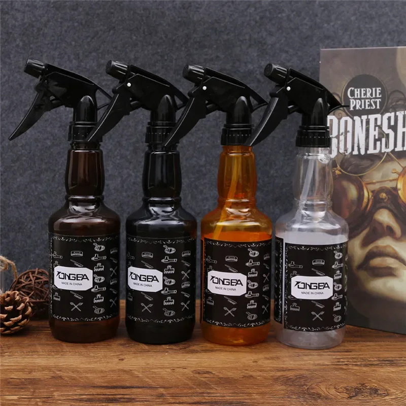 Hairdressing Spray Bottle 400ML 600ML Salon Barber Hair Tools Water Sprayer Retro Whiskey Oil Head Watering Can