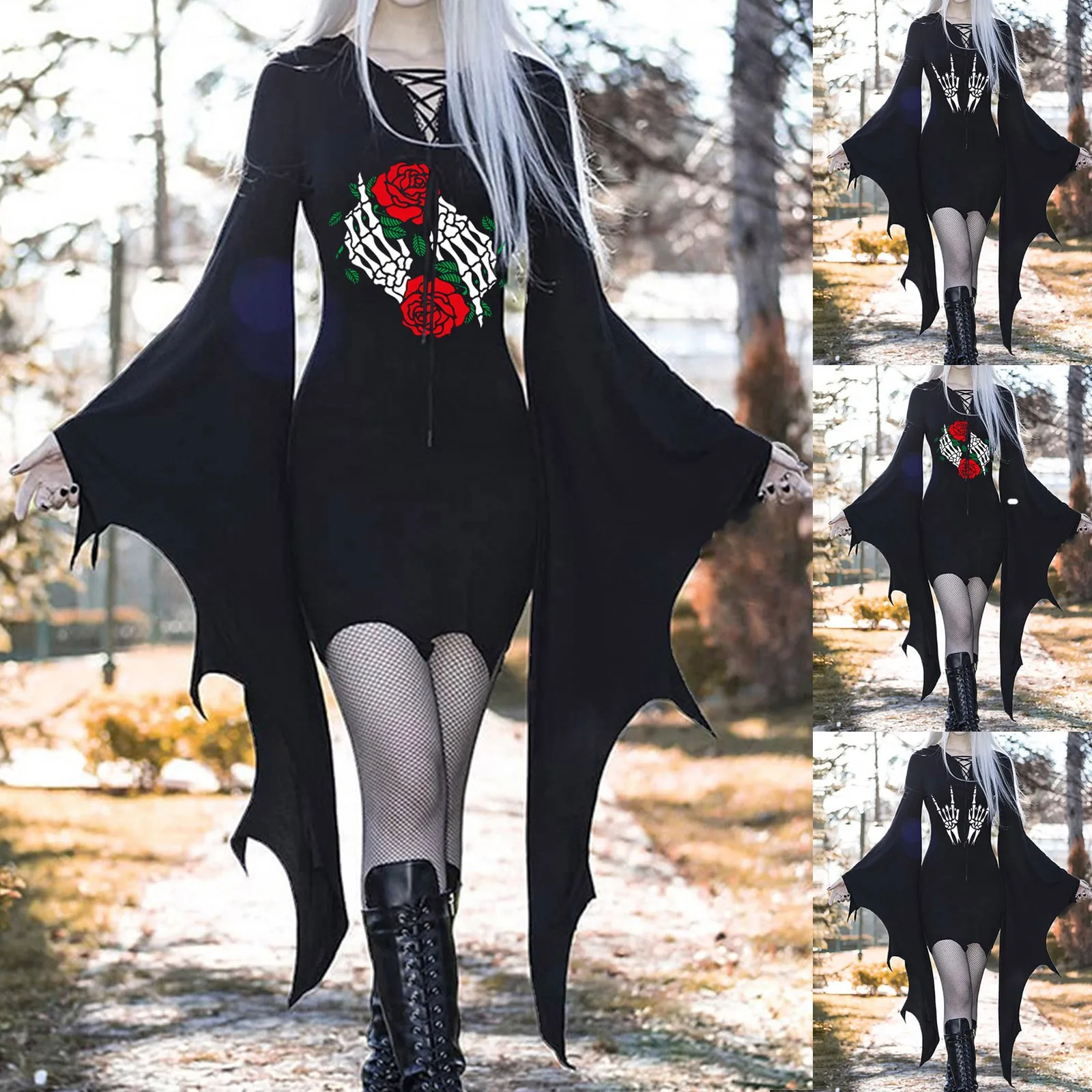 

Halloween Dress For Womens Gothic Medieval Vintage Dress Flared Sleeve Cosplay Ball Performance Cosplay Costume Dress Party