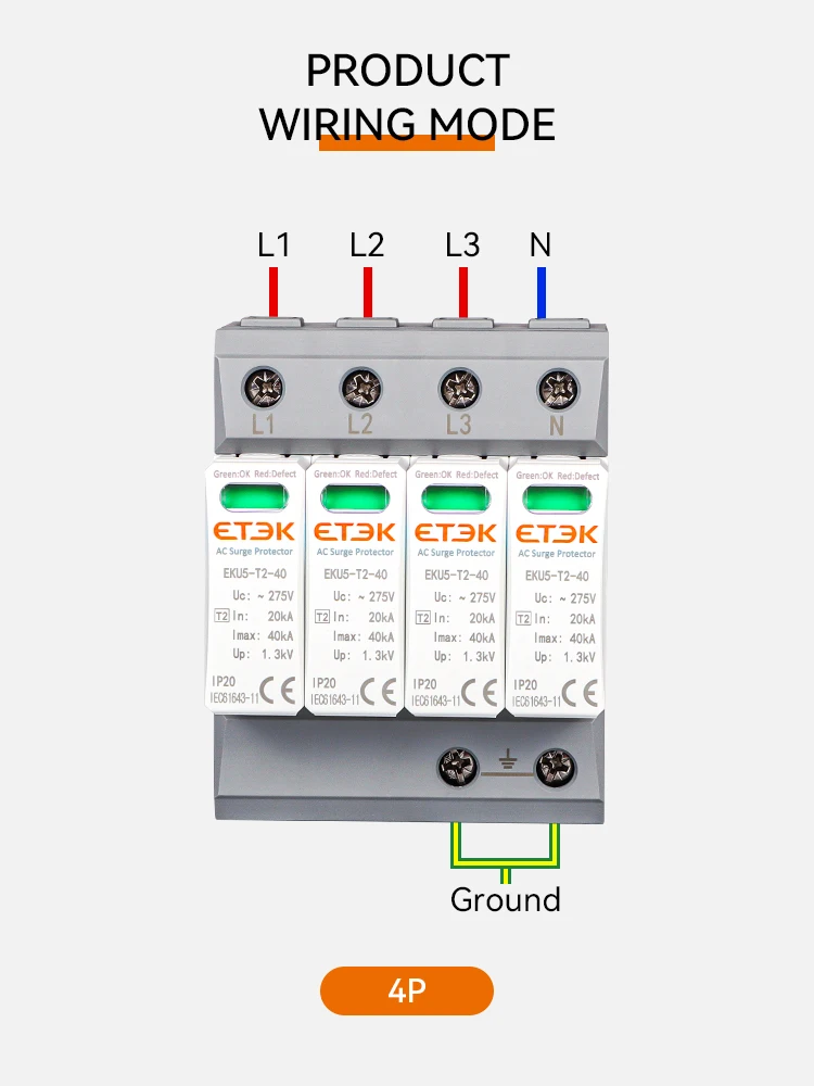 ETEC House Surge Protective Device Protector Arrester Protection Type T2 SPD AC