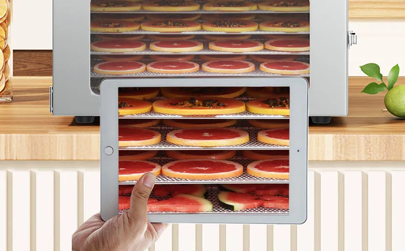 6-stufiger Dörrapparat aus Edelstahl mit Touch-Steuerung, einstellbarer Temperatur, für Dörrfleisch, Obst, Kräuter – Detail 8