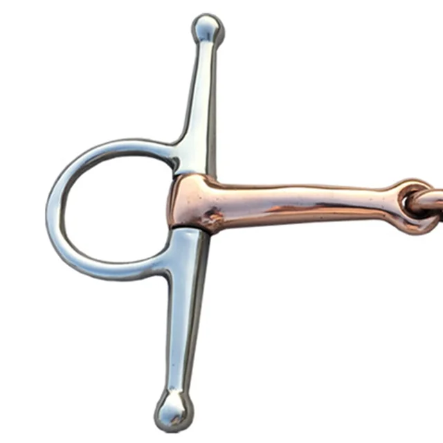 Full Cheek Stainless Steel Equestrian Flexible D Ring Loose Set Horse Bit Buckle Double Joint Copper Mouth 5