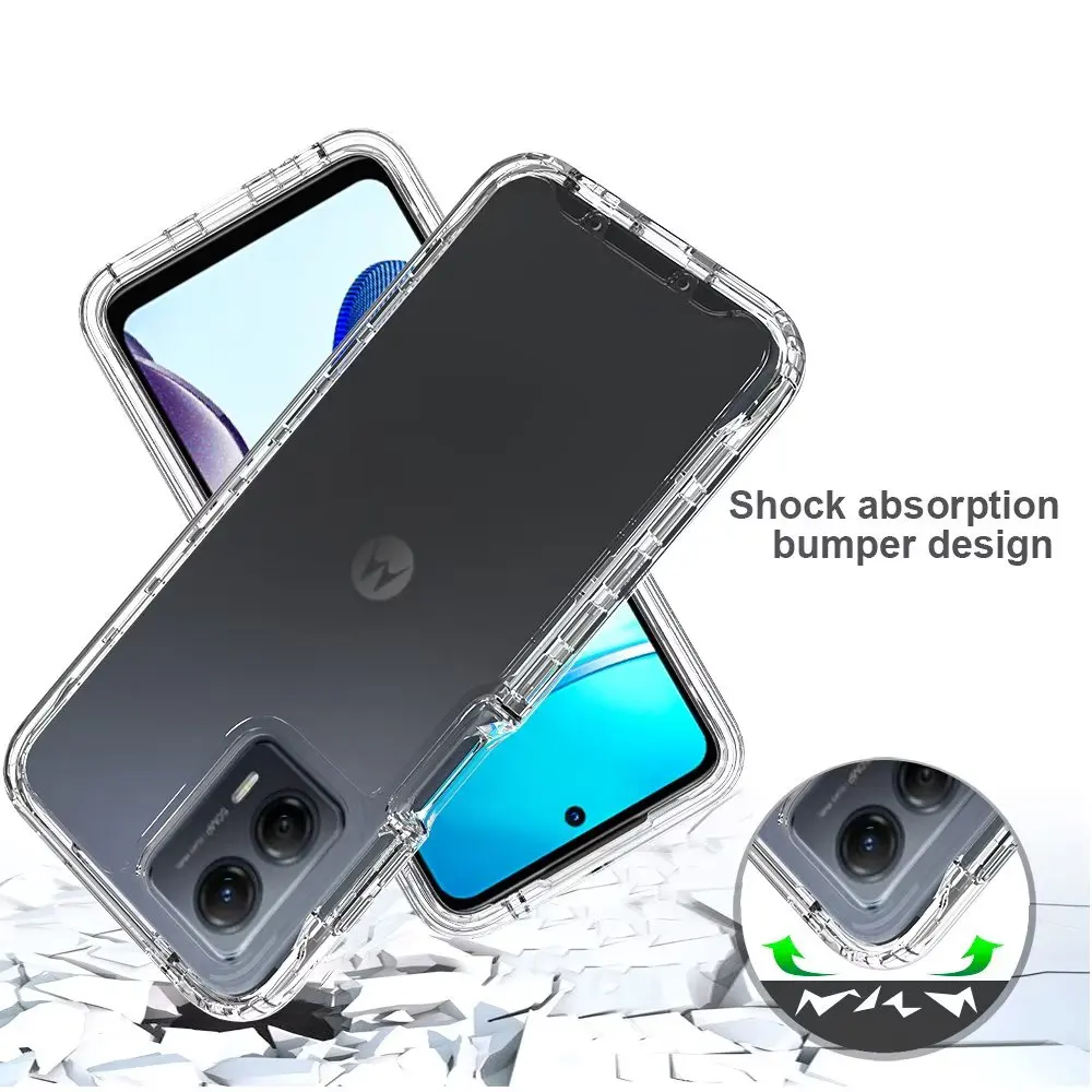 Moto G Power Crystal Clear Shockproof Protective Case with Hard Bumper and Soft TPU
