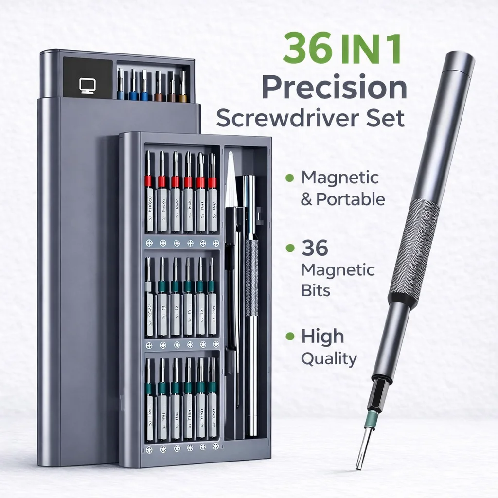 36-in-1-Präzisions-Schraubendreher-Set, S2-Stahl-Bits, magnetisches Reparaturwerkzeug-Set mit langen Bits für Telefon, Laptop, Kamera, Uhr, elektronisch