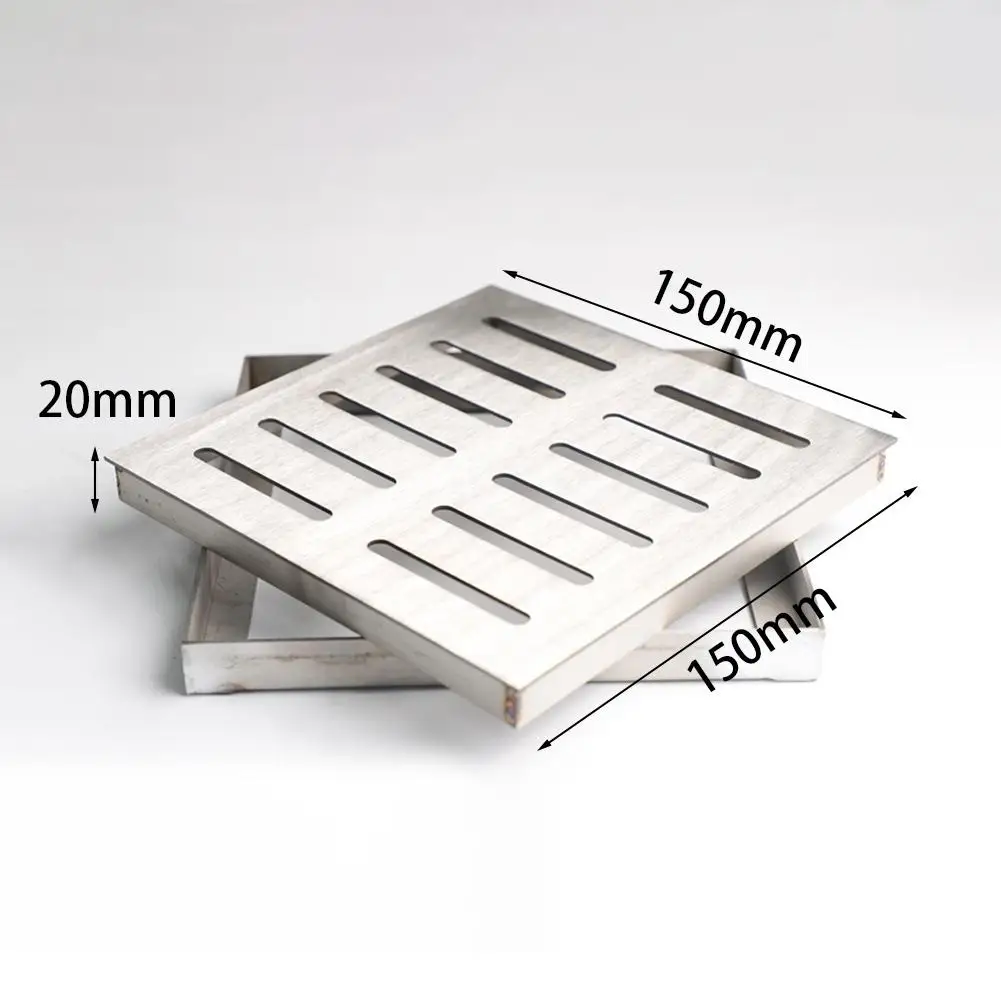 Stainless Steel Drain Grate 1pc Outdoor Drainage Cover Channel Grate Double-row Hole Rainwater Floor Drain With Frame