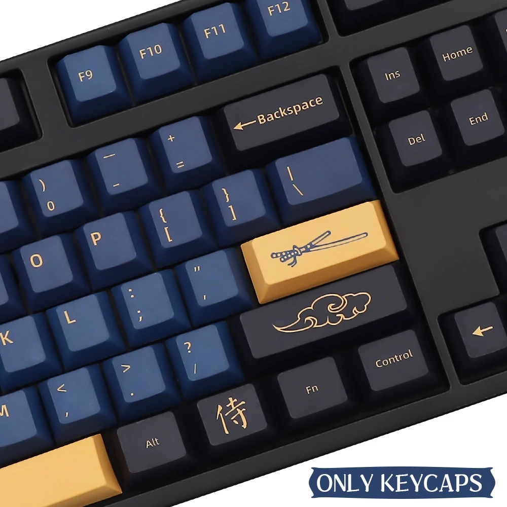 Samurai Azul Keycaps Perfil Cereja para Teclado Mecânico Gmk Inglês Japonês Coreano Russo Pbt - Imagem 2