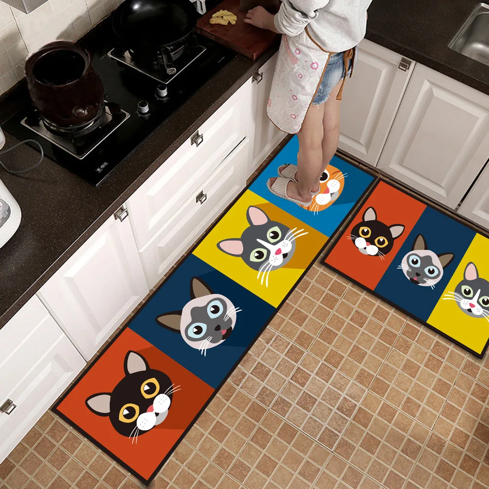 thumbnail image 1 of Alfombra antideslizante con estampado de animales y gatos para cocina, lavable, para entrada de casa, sala de estar, dormitorio, decorativa, 1 of 5