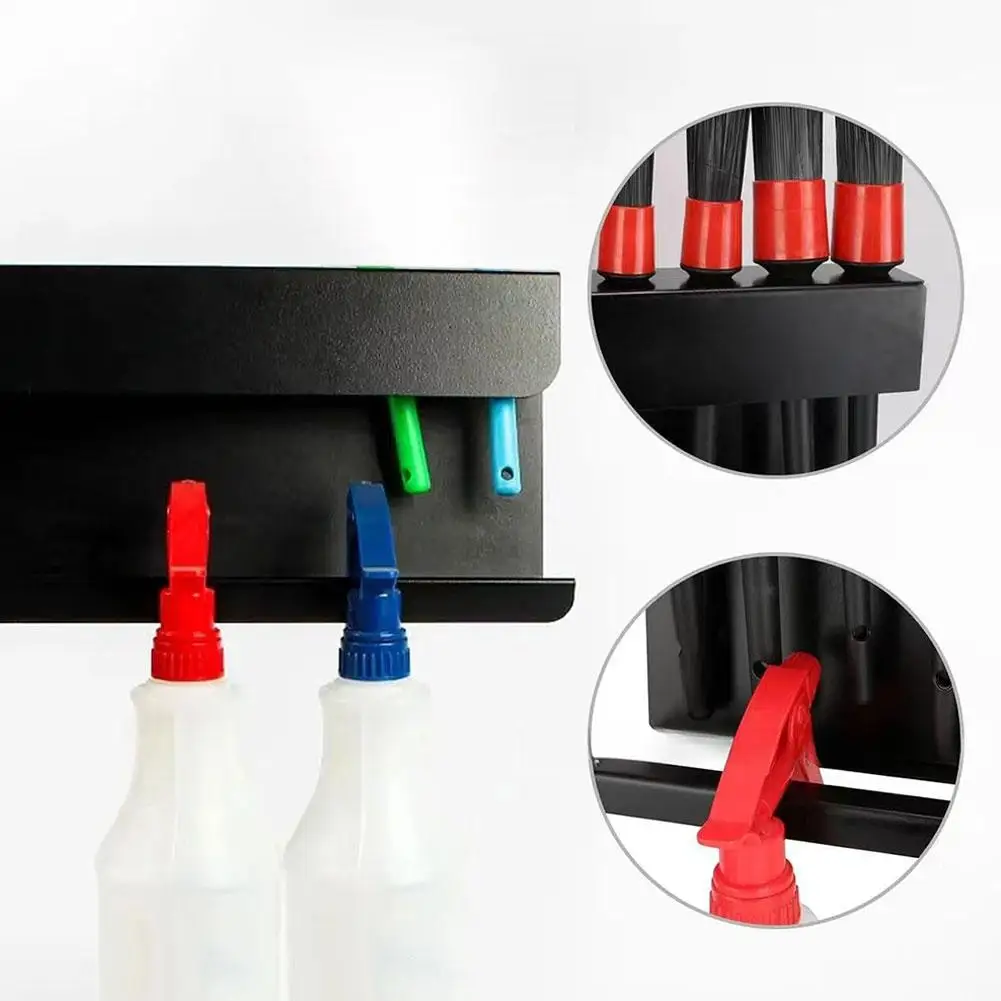 Detailing Brush Holder Spray Bottle Storage Rack Alloy Car Brush Organizer For Auto Cleaning Detailing Tools Storage Garage Tool 4