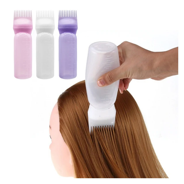 3 Color Salon Hair Oil Applicator Bottle Professional Hairdressing Dyeing Comb Bottles Barbershop Hairdresser Coloring Supplies 2