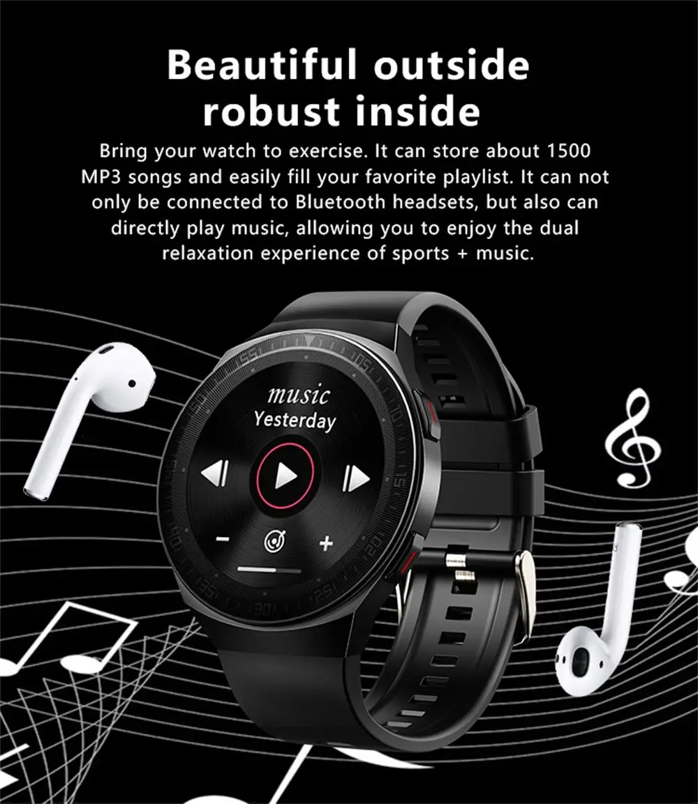 8G Memory Music MT3 Smart Watch Sound Record Storage Blue Tooth Call Smartwatch For Men Women Blood Pressure Fitness Tracker