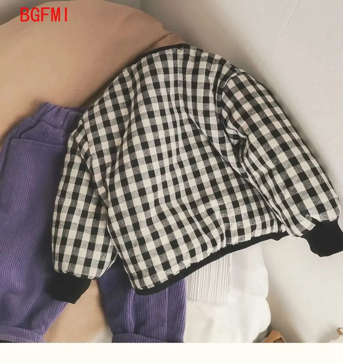 Korean Autumn Winter Children Long Sleeve Warm Jacket Casual Girls Lattice Coat Boys Fleece Jacket Infant Clothes