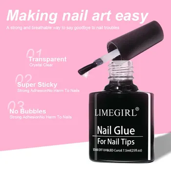LIMEGIRL Colla Gel per Unghie 7.5ml, Colla UV per Unghie Finte, Smalto Gel per Manicure, Gel Ibrido Multifunzione, Smalto per Unghie Forte
