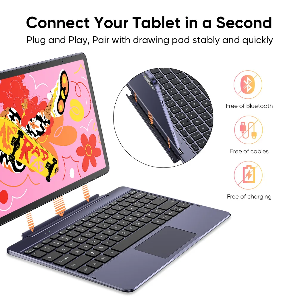 XPPen Smart Keyboard 0 to 175 Degrees Flexible Angle for Magic Drawing Pad Quick connection No Bluetooth or Cables 3
