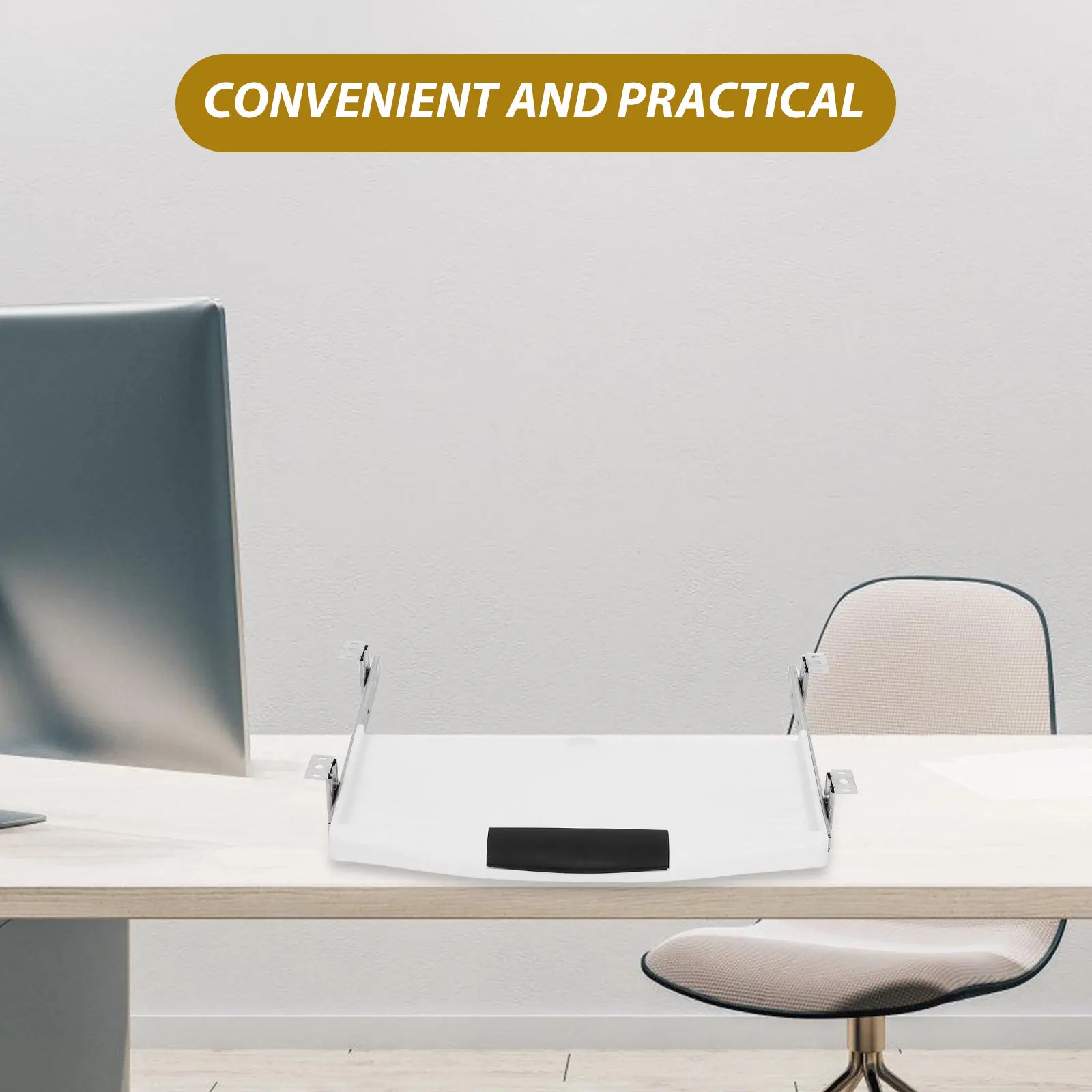 책상 아래 슬라이드 아웃 키보드 트레이, 인체공학적 ABS 데스크탑 정리함, 공간 절약형 풀아웃 키보드 홀더 (가정 및 사무실용)