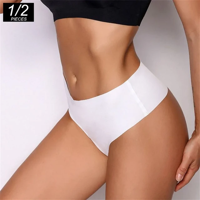 1-2pcs High Cut Brazilian Underwear Women Invisible Seamless Ice Silk  Panties Laser Cutting Ladies Sexy Bikini Daily Brief Panty - AliExpress