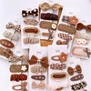 4/8pcs Korean Coffee Color Hair Pin Bow Knit Fabric Princess Hair Clips for Children Baby Girls Headwear Kids Hair Accessories 3