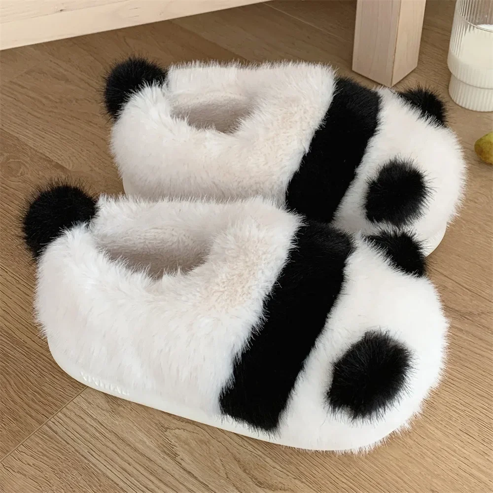 Women slippers cotton slippers warm slippers New Winter Women's Plush Slippers Soft Cute Panda Baotou Cotton Shoes Thickened Warm Home Anti Slip Soft Sole Shoes Girl