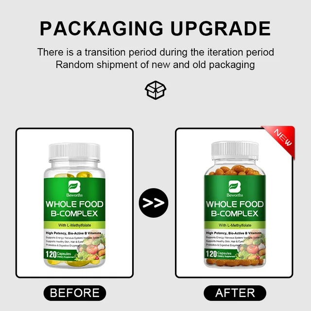 1610-ec9245.jpg BEWORTHS Vitamin B Complex Capsules B1,B2,B3,B5,B6,B7,B12 Whole Food Supplement for Stress, Energy and Immune Support Non-GMO