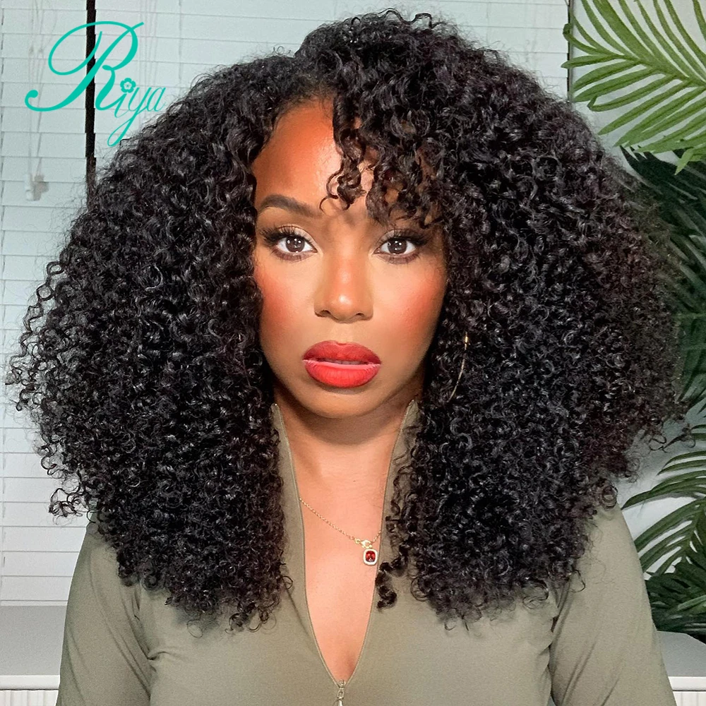 Kinky Curly 13x4 Lace Front Wig Human Hair Wigs For Women Mongolian Curly 13x6 Lace Front Wig With Bleached Knots 250% Density