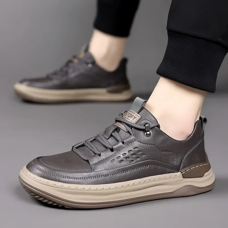 New 2024 Genuine Leather Men Shoes Luxury Sneakers Male Soft Platform Shoes Autumn Winter Man Sport Shoe Footwear Mocassin Homme 3