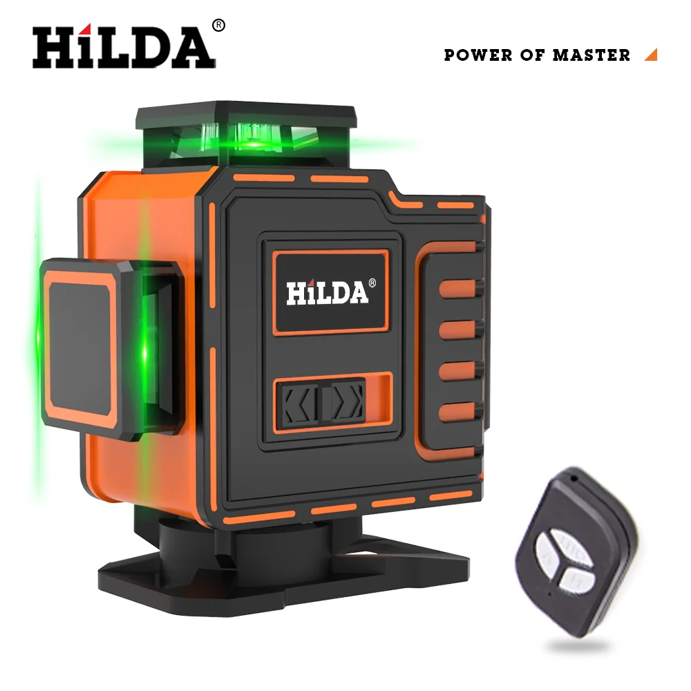 hilda-セルフレベリング3d-4dレーザーレベル非常に強力な緑色レーザーレベル360-°-水平および垂直クロス