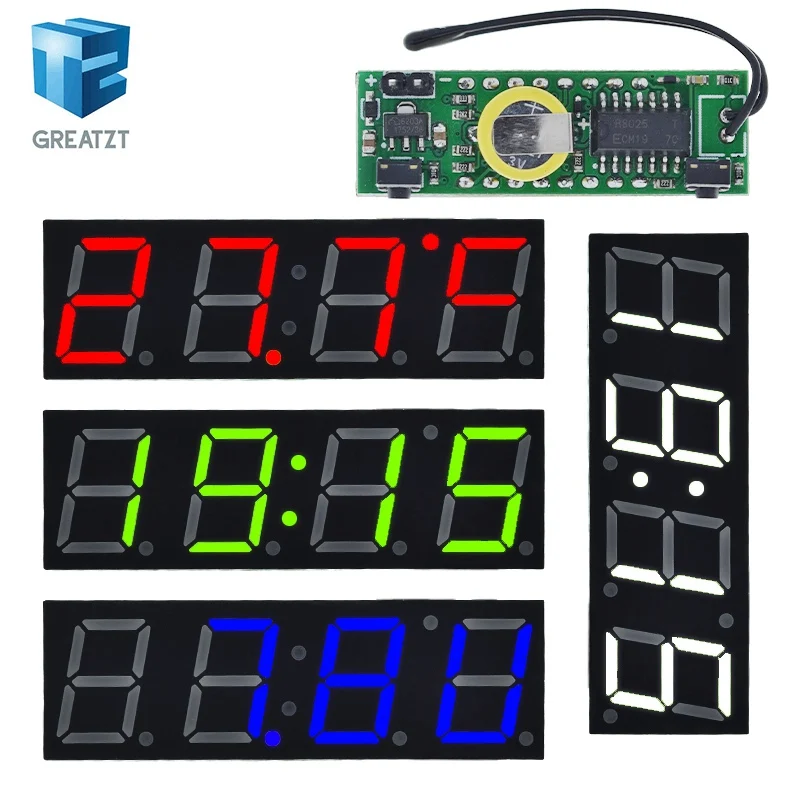 Digital Clock Module 3 In 1 LED RX8025T Temperature Voltage DIY Time/Thermometer/Voltmeter DC 5-30V For Arduino