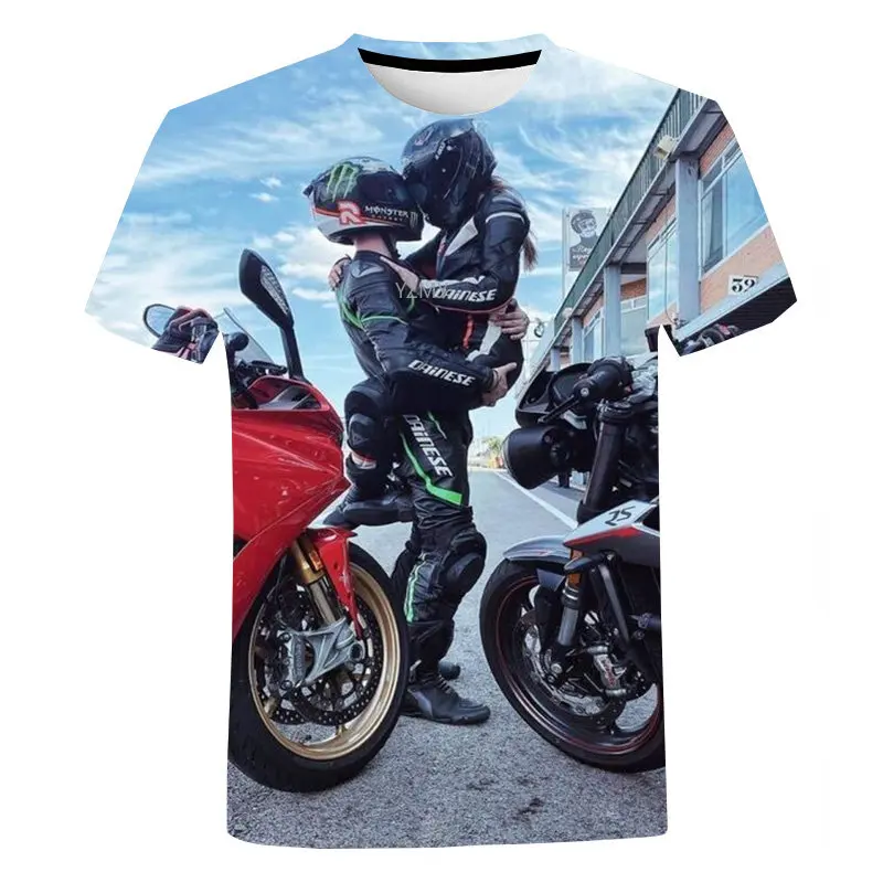 

Fashion Trend Men's T-shirt Cool T-shirt Motorcycle Personality Street Top High Quality 3D Printed Short-sleeved