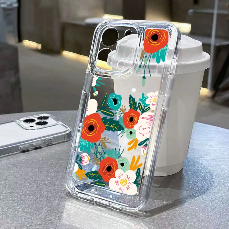 thumbnail image 1 of Funda transparente a prueba de golpes con diseño de flor de crisantemo pequeño para iPhone 16, 15 Pro Max, 14, 13, 12, 11, XS, X, XR, 7, 8 Plus, 16, funda suave y transparente, 1 of 5