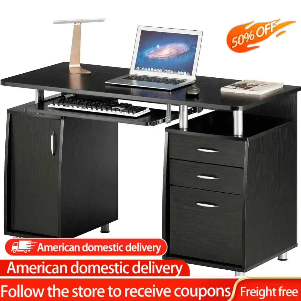 

Espresso Writing Desk 47.25" Ergonomic Computer Drawers & File Cabinet for Home Office Storage ONE Size Freight Free Reading