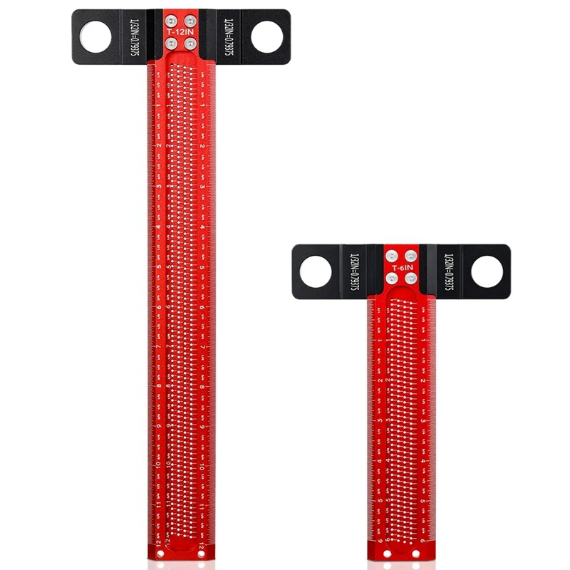 

Precision Marking T Ruler 2 Inch 6 Inch Architect Ruler For Carpenter Work 2Piece