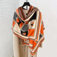 Luxury Horse Print Cashmere Poncho - Women Winter Warm Shawl Wraps, Thick Pashmina Blanket Scarf for Travel - Image 3