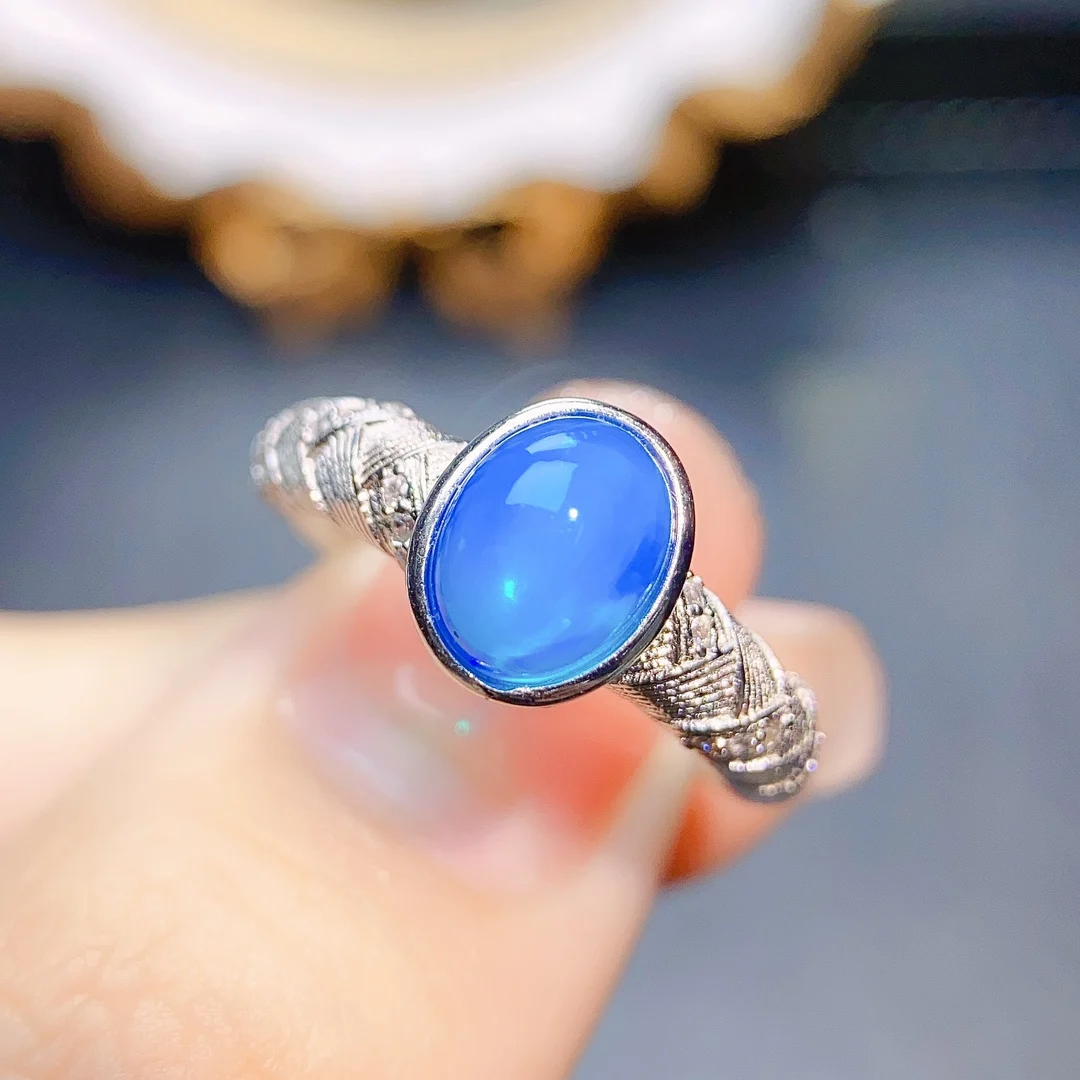 

Винтажное свадебное кольцо из серебра 925 пробы, Уникальный Подарок на годовщину, кольцо обещания с галактическим голубым огненным опалом