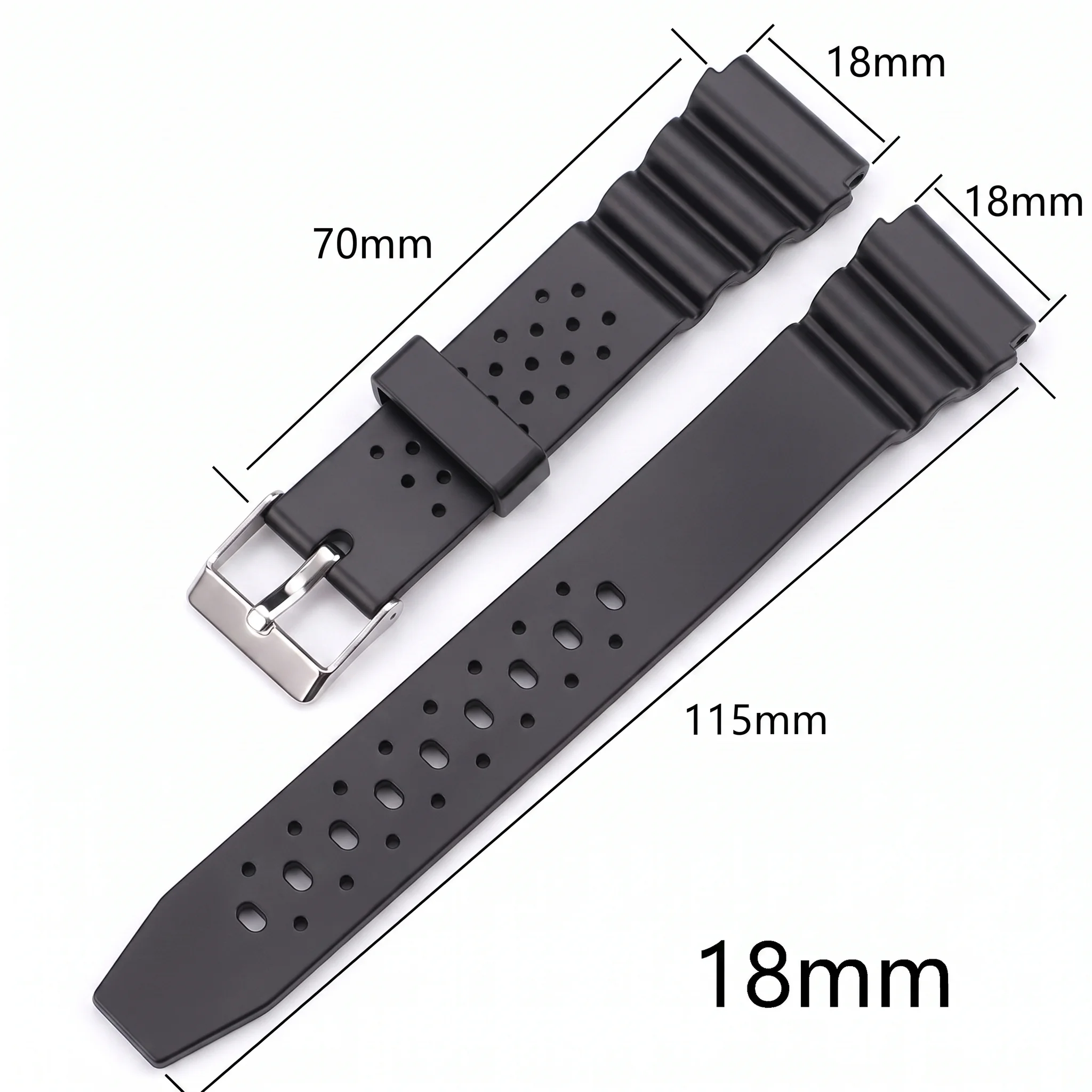 Premium Men's Sports Silicone Watch Strap - Durable 18mm, 20mm, 22mm Rubber Watchband Accessory