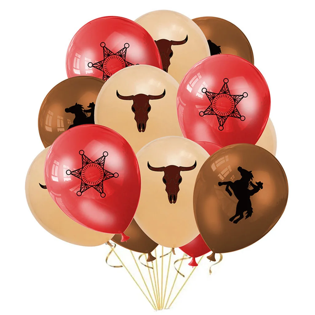 

12 Inch Western Cowboy Party Balloons Home Decoration WEST COEBOY Latex Balloon Set Happy Birthday Party Ornament Girls Favor