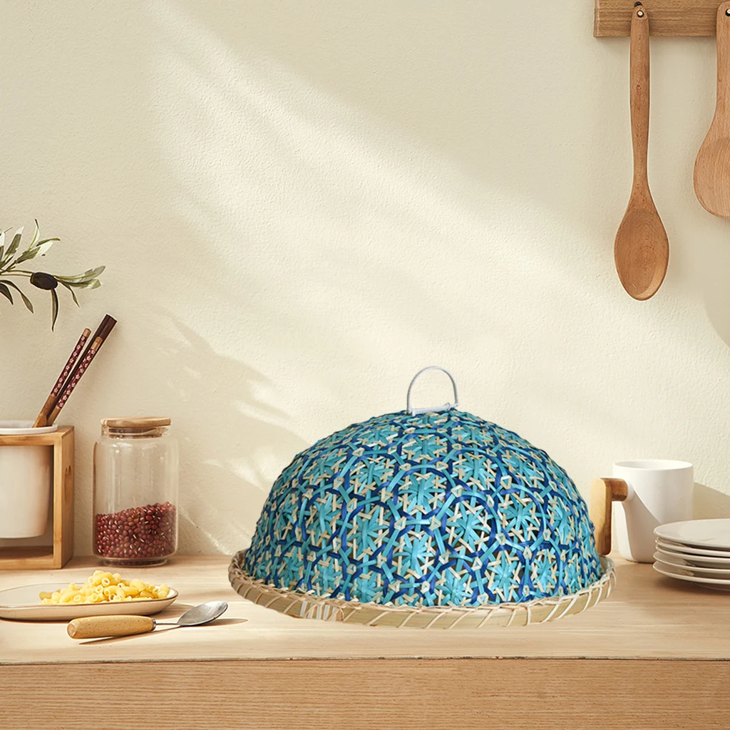 Cesto Di Frutta In Bambù Intrecciato A Mano - Con Coperchio A Rete Anti-Insetti - Foto 7