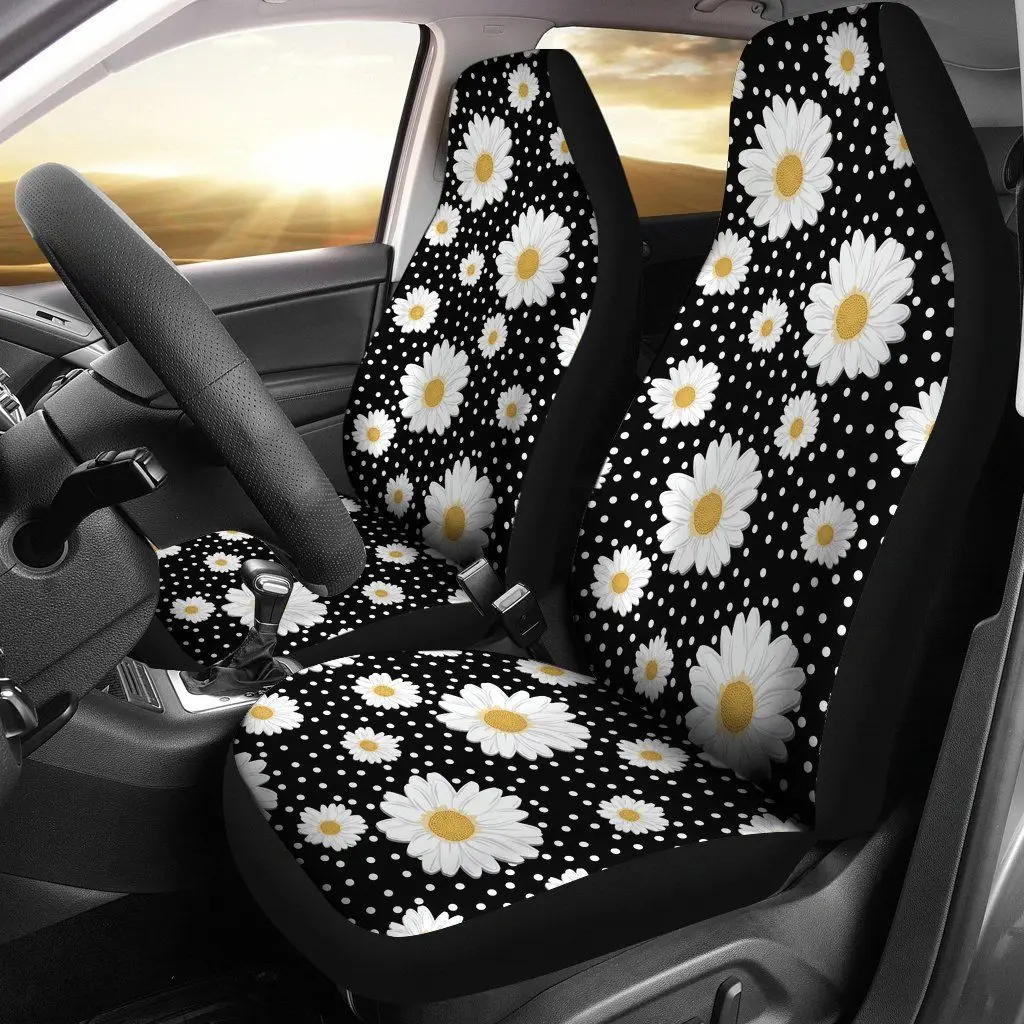 Daisy universal caber tampas de assento de carro daisy imprimir durável alta volta assento capa conjunto protetor do assento da frente para a maioria dos automóveis carro