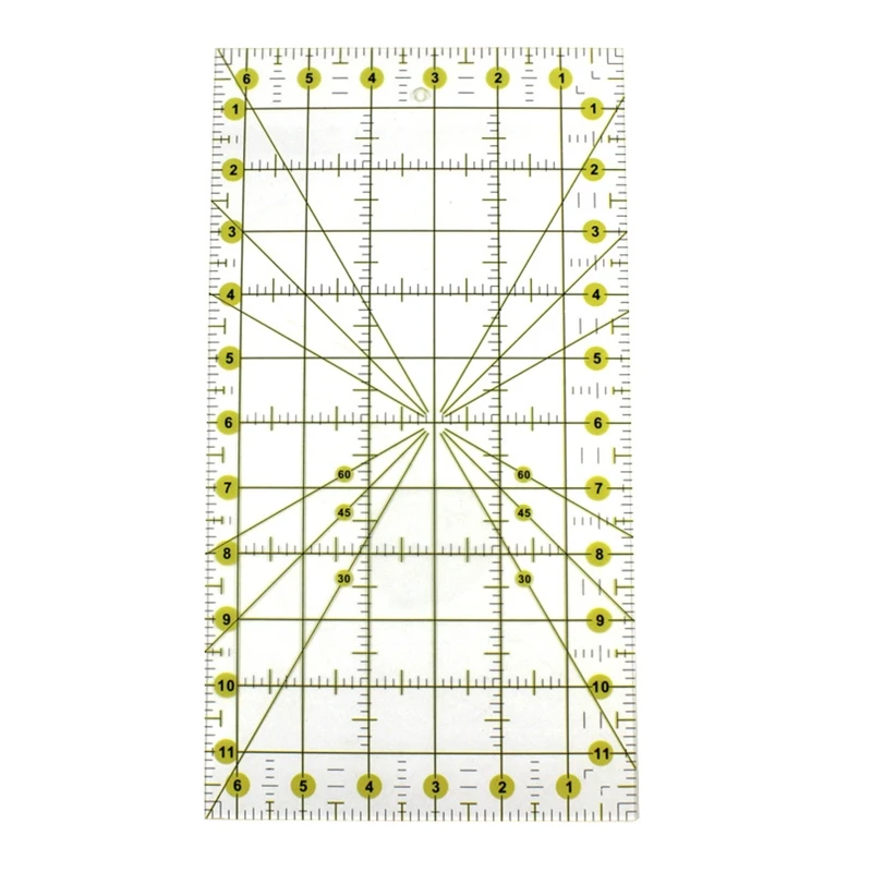 Clear Sewing Template Ruler Patchwork Cutting Pad Double Colored Lines Grids Angle Alignment Lines for Precise Quiling